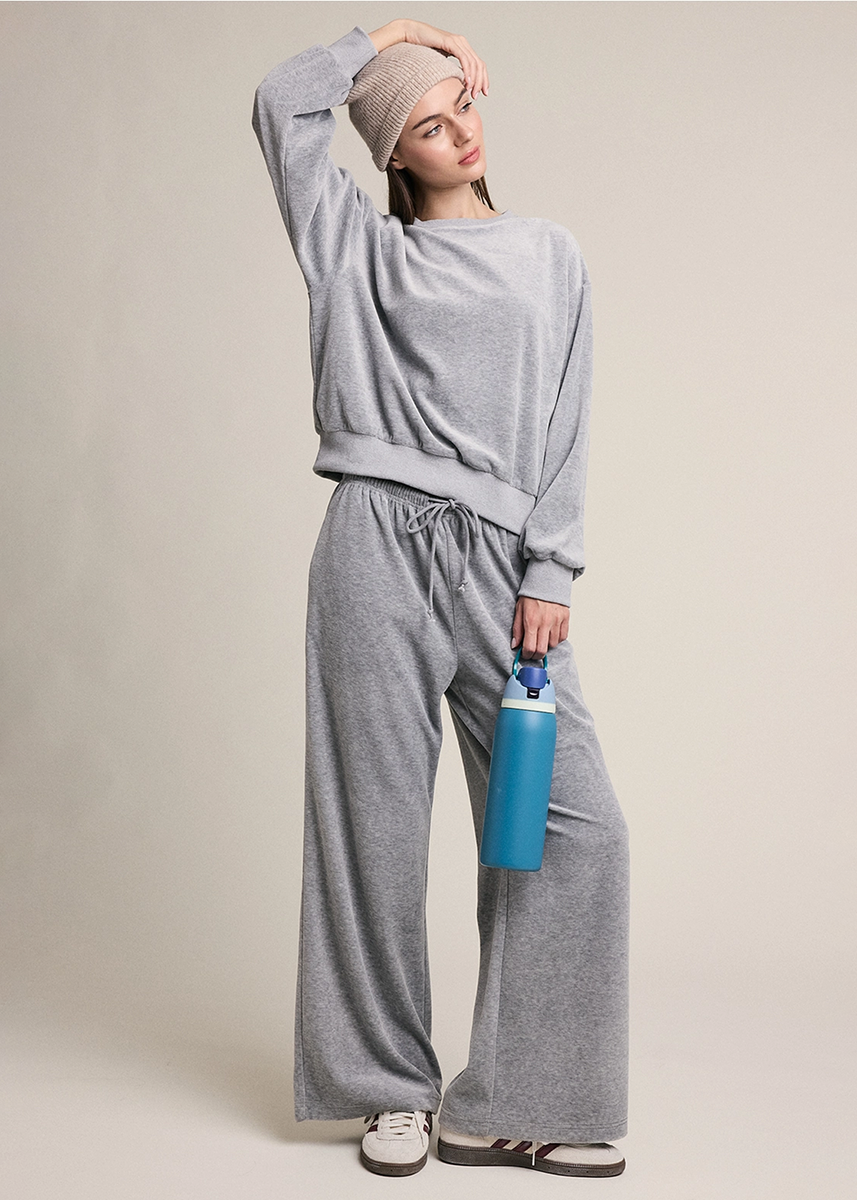 Soft Touch Velvet Sweatshirt - Grey