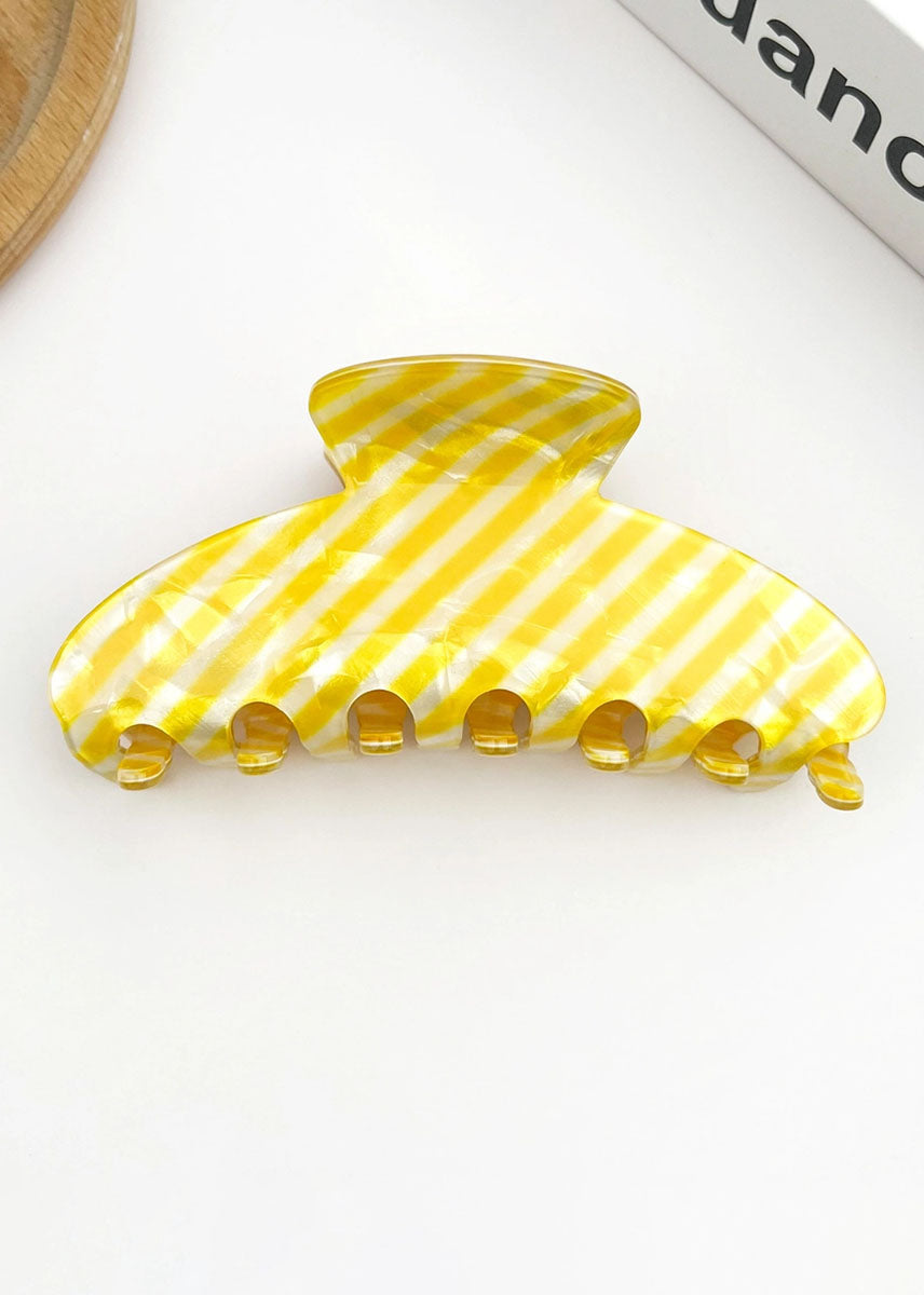Classic Striped Hair Claw Clip - Yellow