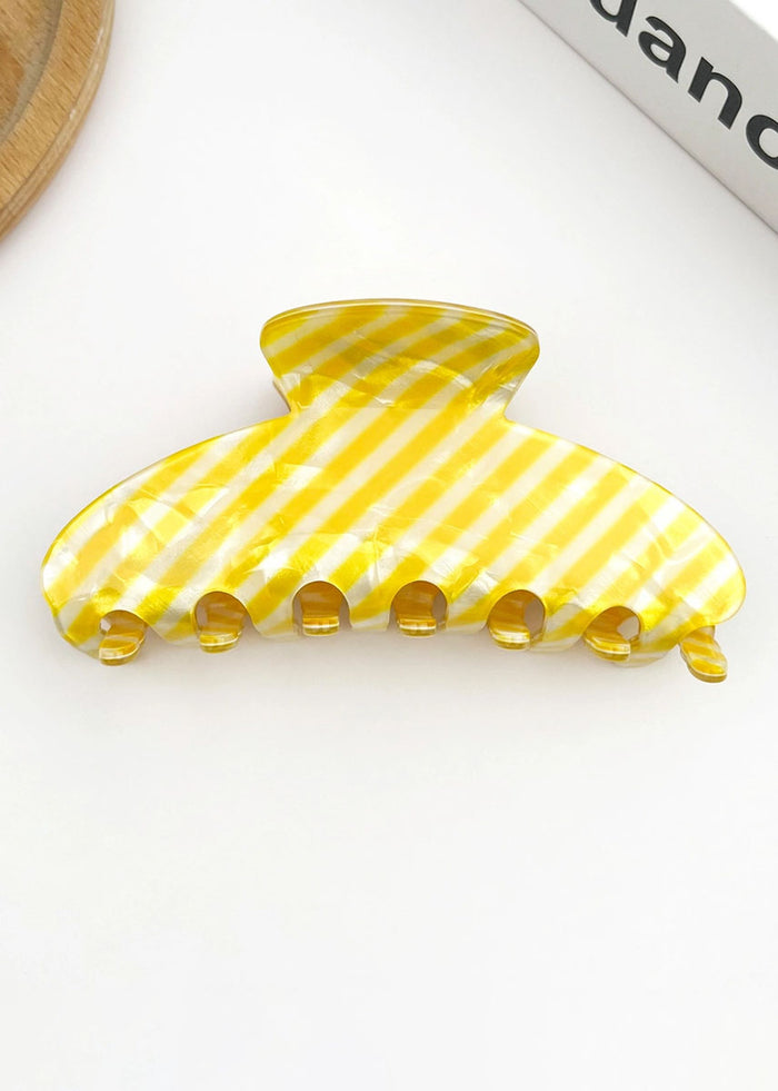 Classic Striped Hair Claw Clip - Yellow