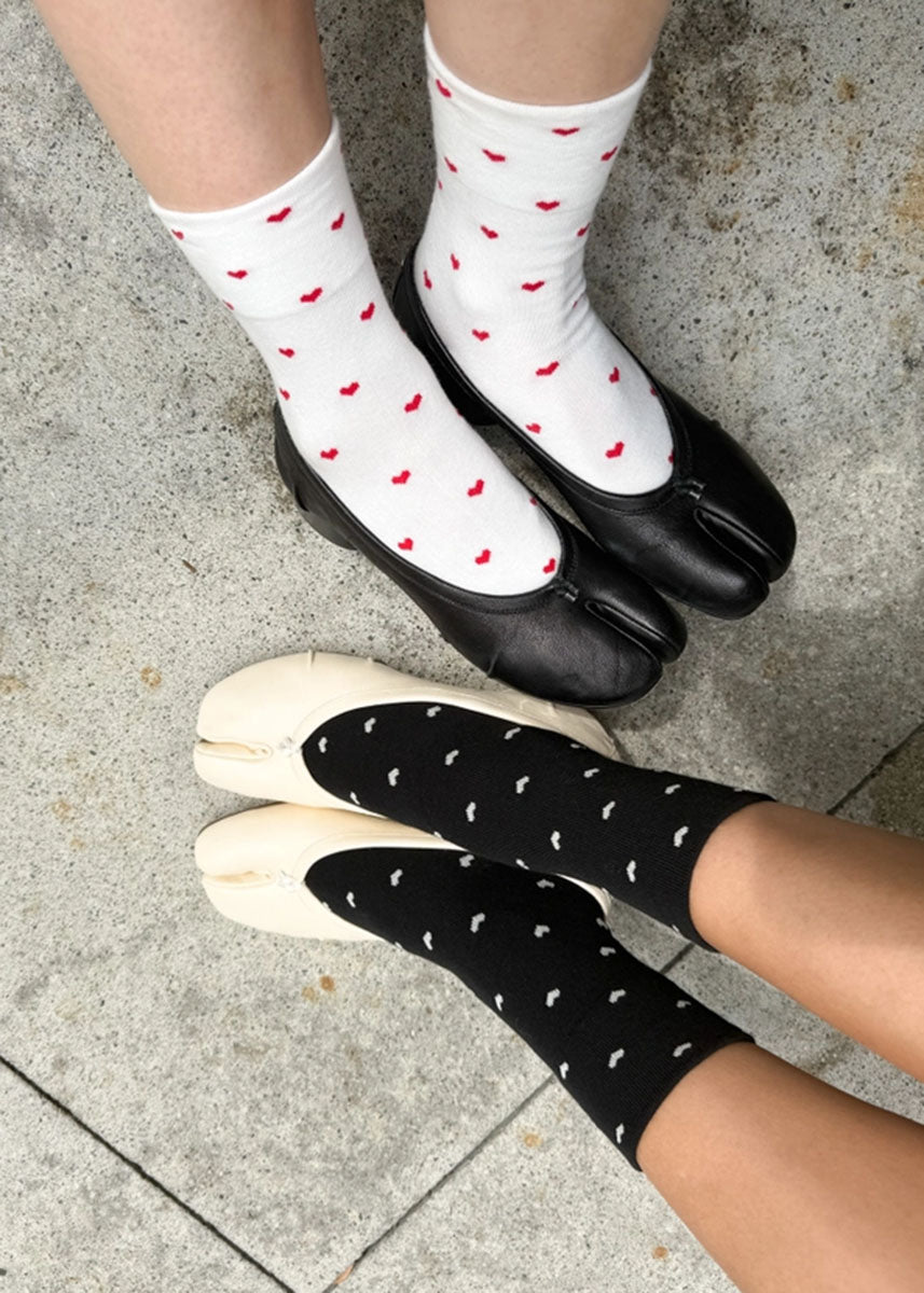 Sneaker Socks - Red & White Heart