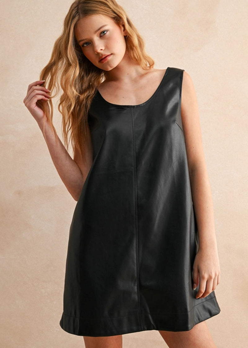 Greer Faux Leather Mini Jumper - Black