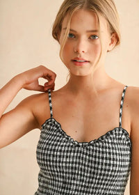 Bonnie Gingham Print Maxi Dress - Black & White