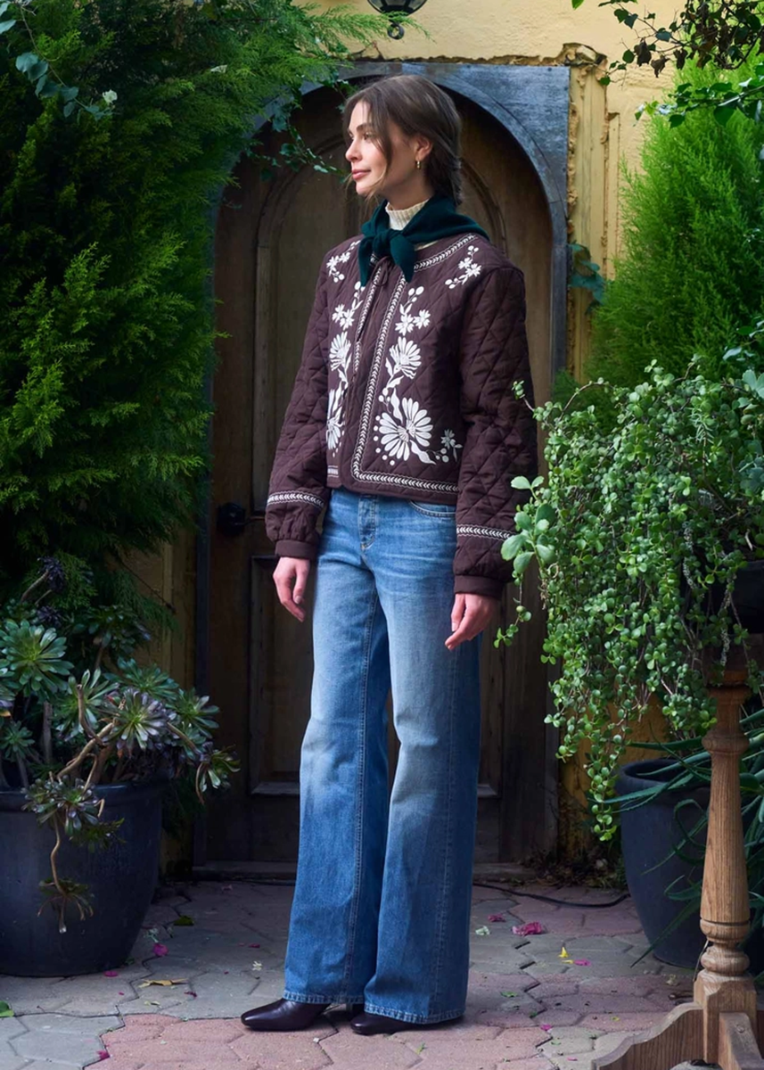 Becky Floral Embroidered Quilted Jacket