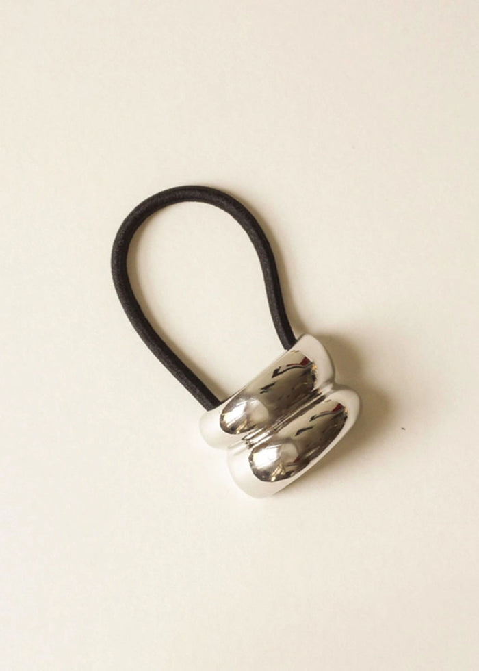 Mini Double Arch Metal Hair Tie - Silver