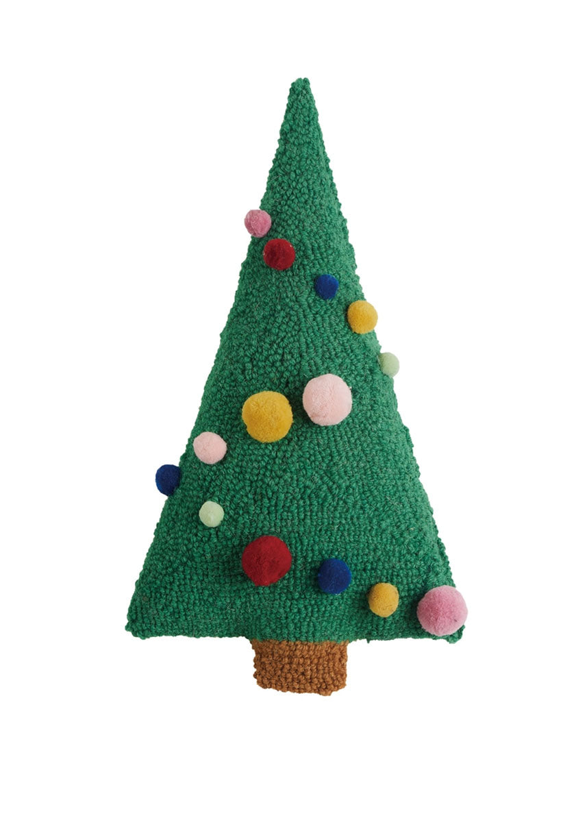 Christmas Tree & Poms Hook Pillow