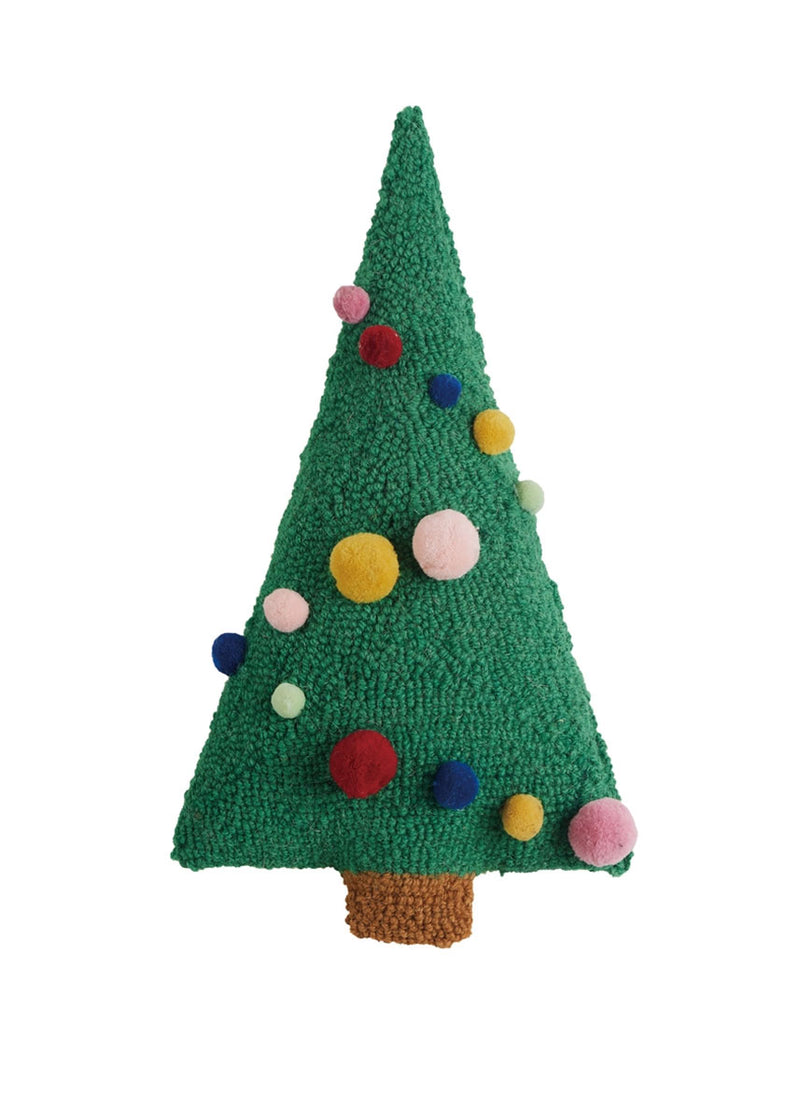 Christmas Tree & Poms Hook Pillow