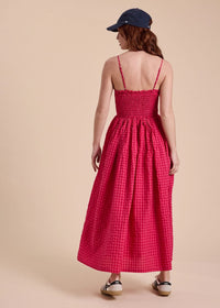 Bonnie Gingham Print Maxi Dress - Cherry