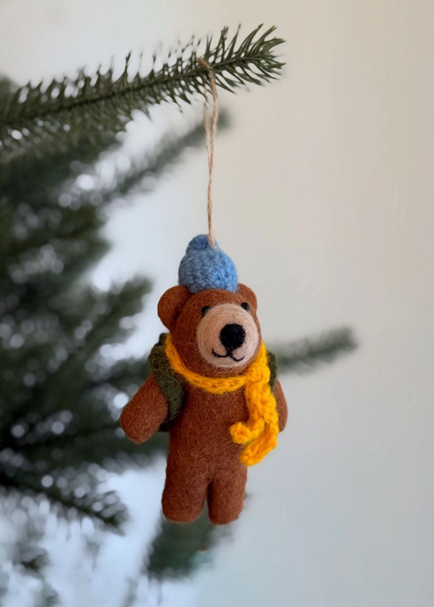 Bear Trekking Felt Ornament