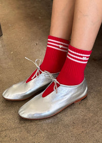 Heart Embroidered Girlfriend Socks - Scarlet