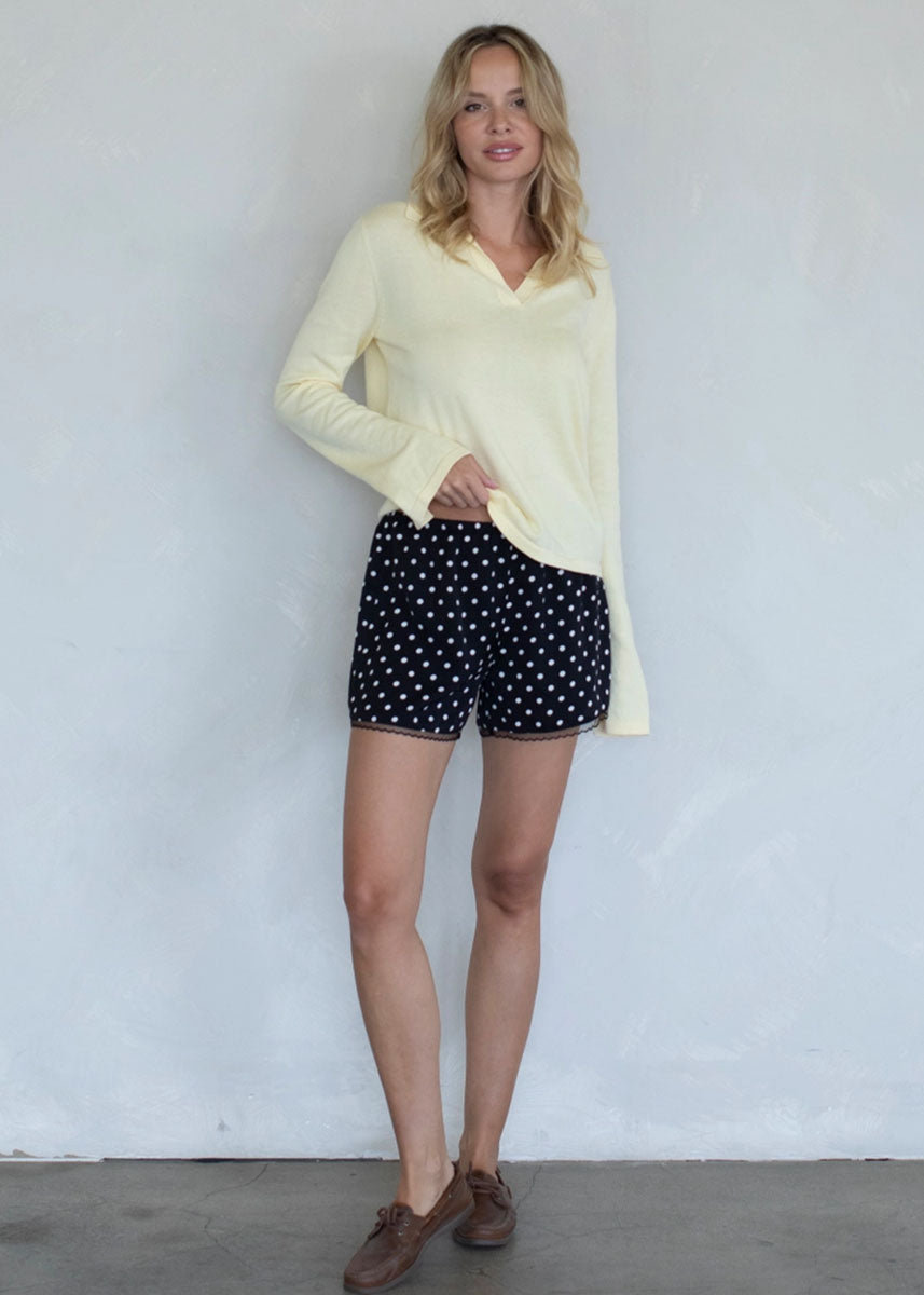 Polly Polka Dot Satin Shorts - Black