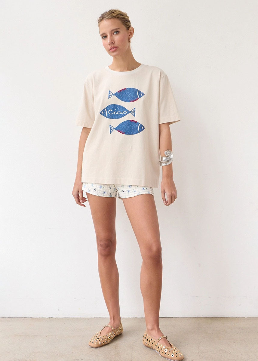 Fish Graphic Tee - Dove