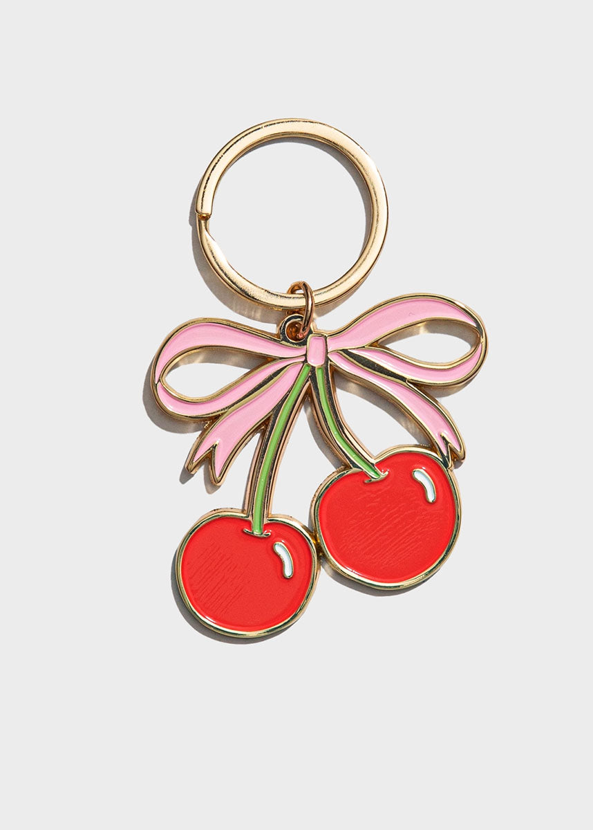 Cherries Enamel Keychain