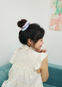 Double-Layer Flower Oversized Silk Scrunchie - Pastel Blue