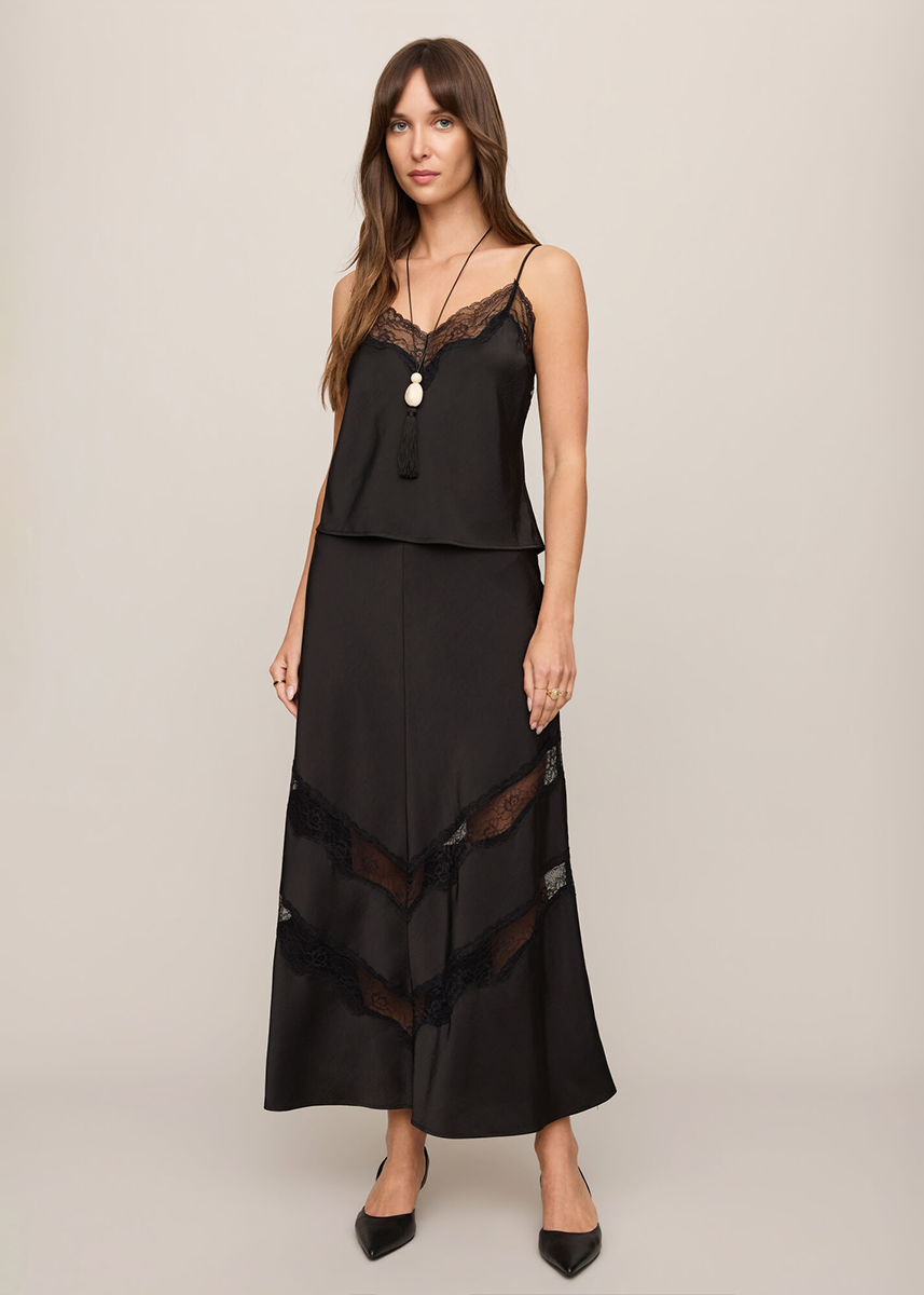 Kori Lace Inset Skirt - Black