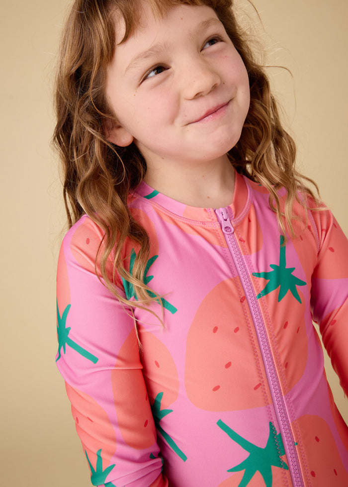 Long Sleeve One-Piece Swimsuit - Fresas Favoritas