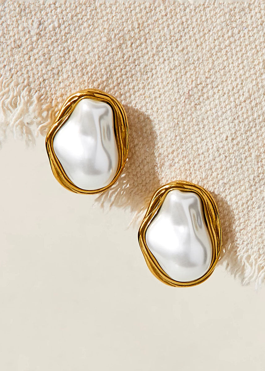 Pearl Bezel Studs