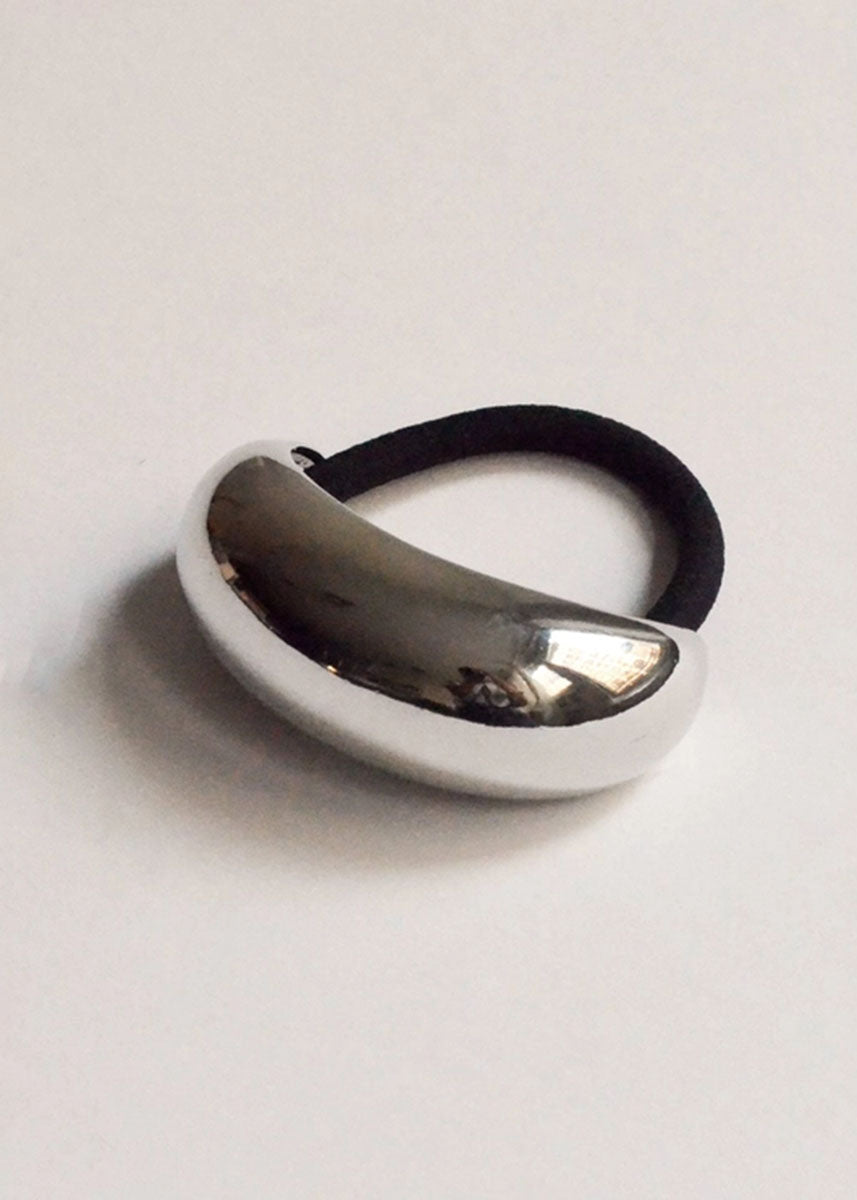 Wide Crescent Metal Cuff Hair Tie - Silver