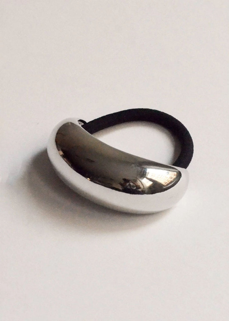 Wide Crescent Metal Cuff Hair Tie - Silver