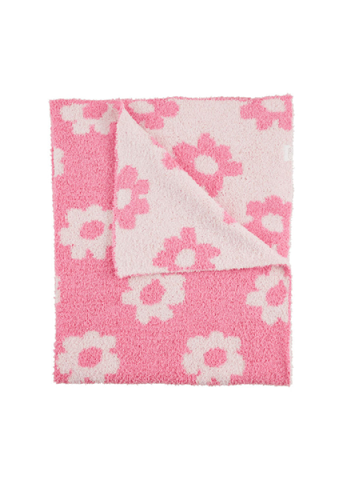 Chenille Blanket - Pink Flower