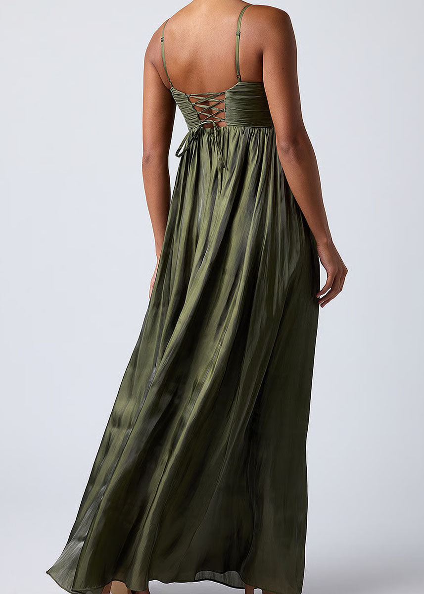 Matty Ruched Bodice Maxi Dress - Military