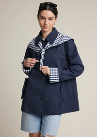Juno Gingham Scarf Nylon Jacket - Navy