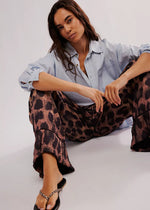 All Out Satin Leopard Pant - Coffee Combo