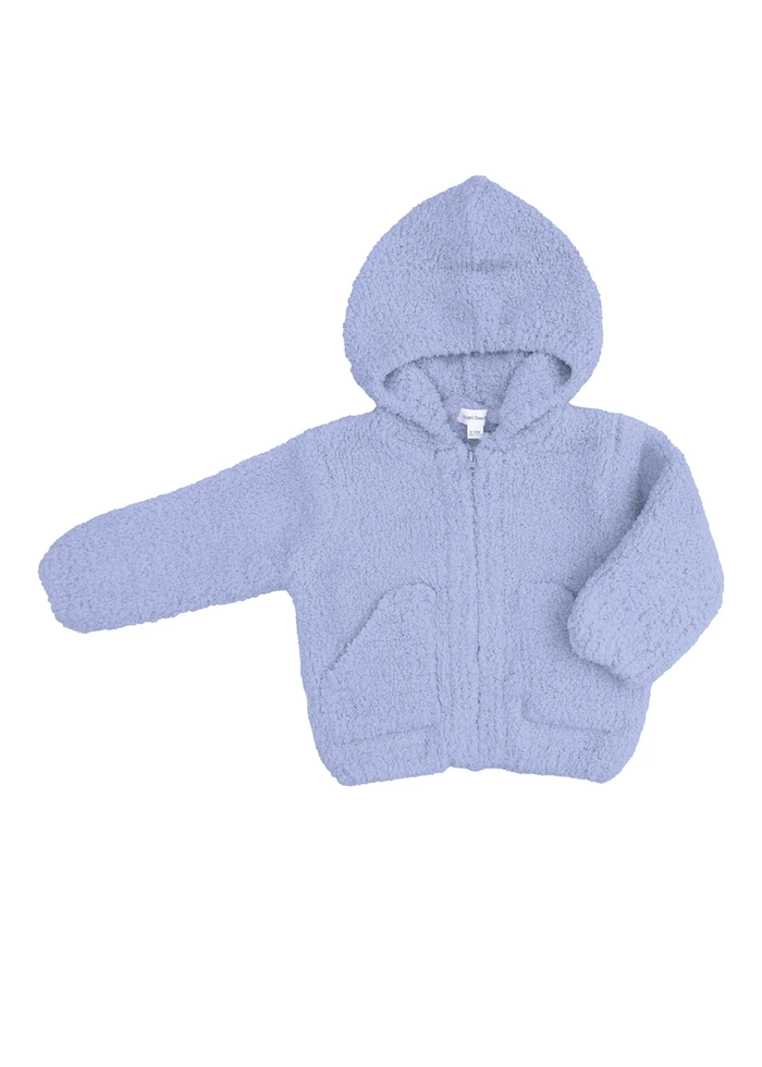 Chenille Hooded Jacket - Dusty Blue