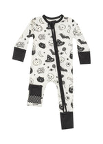 2-Way Zipper Fold-Over Footie - Black & White Halloween