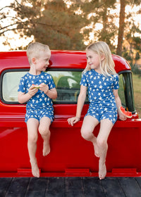 Navy Stars Shorts Set