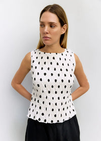 The Natalie Top - White & Black Dot