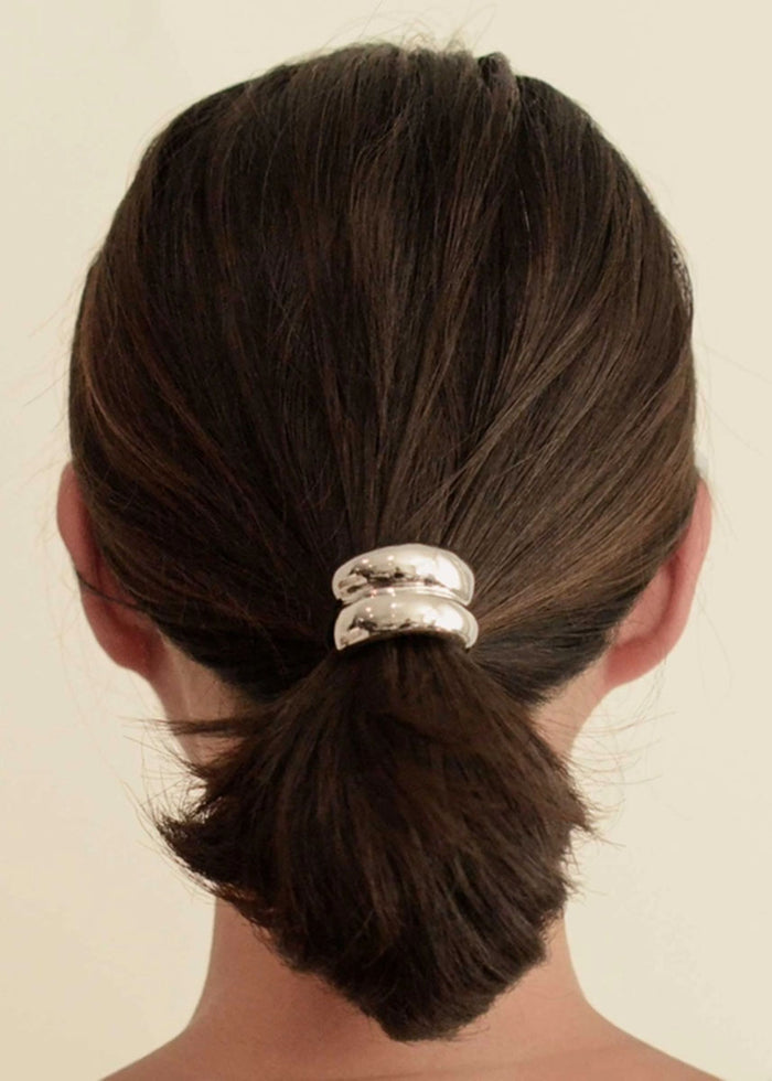 Mini Double Arch Metal Hair Tie - Silver
