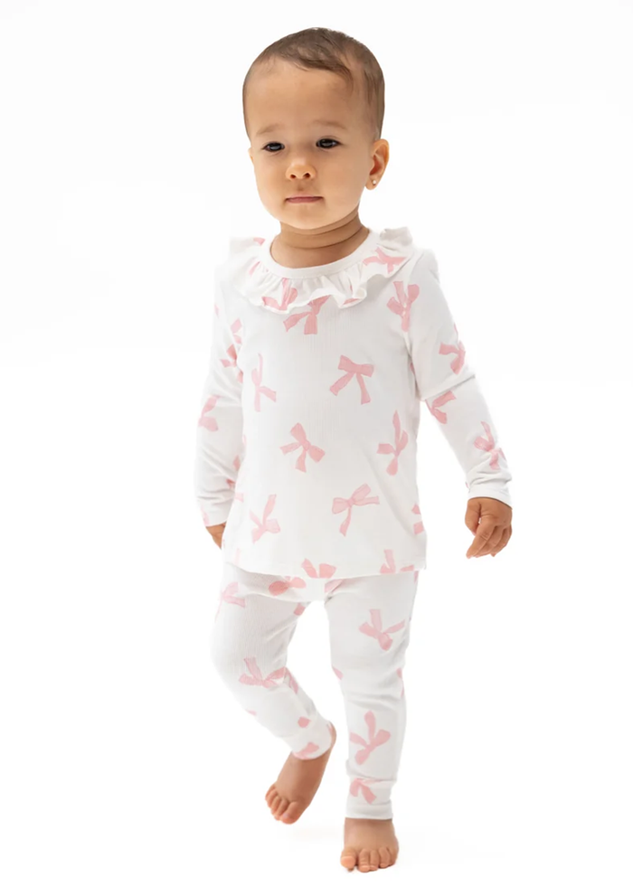 Long Sleeve Ruffle Top & Pant Set - Pretty Bows
