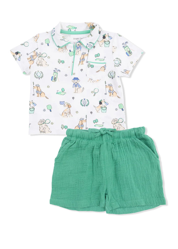 Polo & Short Set - Country Club Dogs Neutral