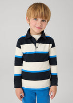 Deacon Long Sleeve Striped Polo - Blue Black