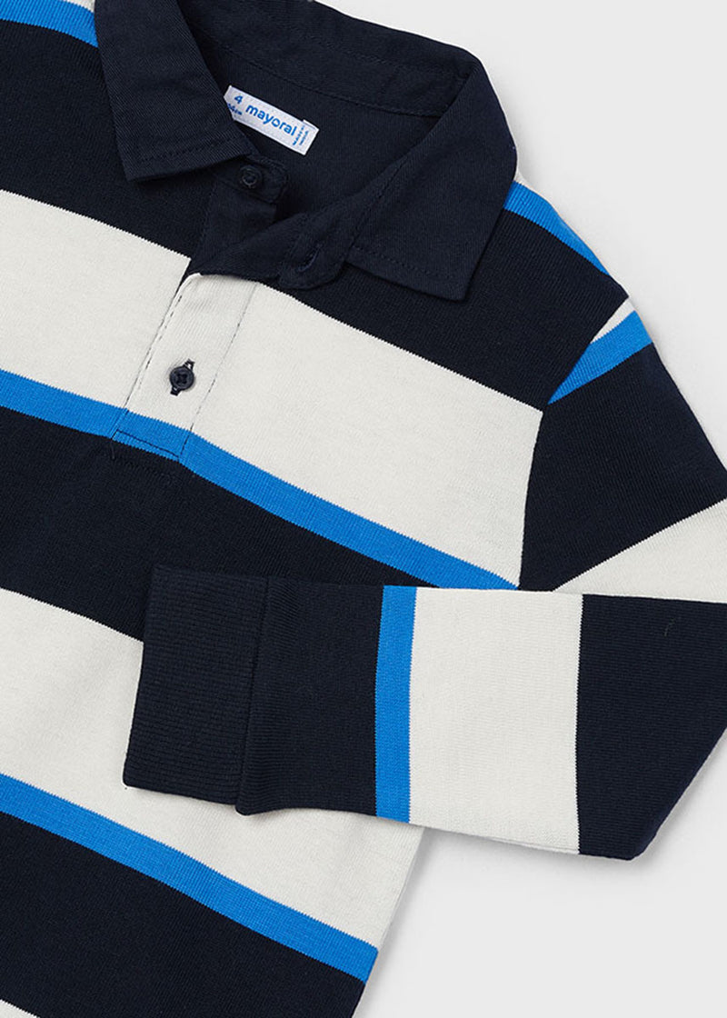 Deacon Long Sleeve Striped Polo - Blue Black