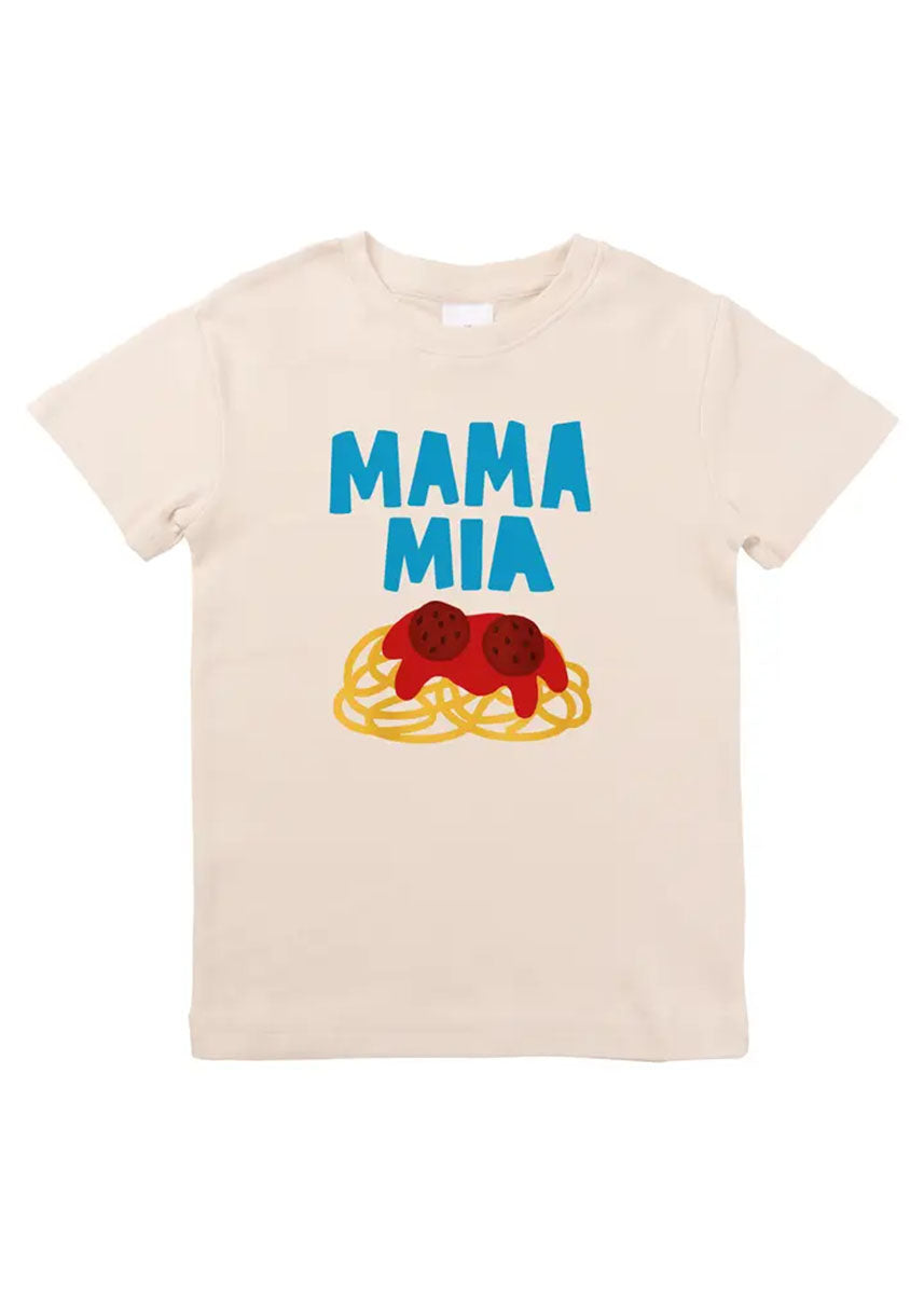 Mama Mia Spaghetti & Meatball Tee - Beige
