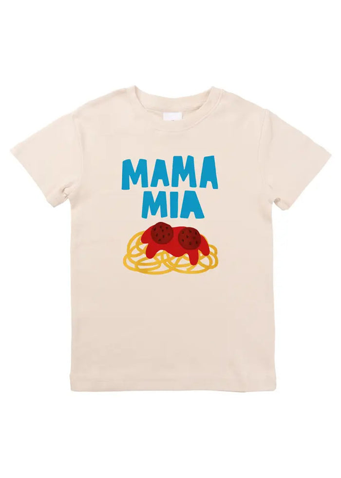 Mama Mia Spaghetti & Meatball Tee - Beige