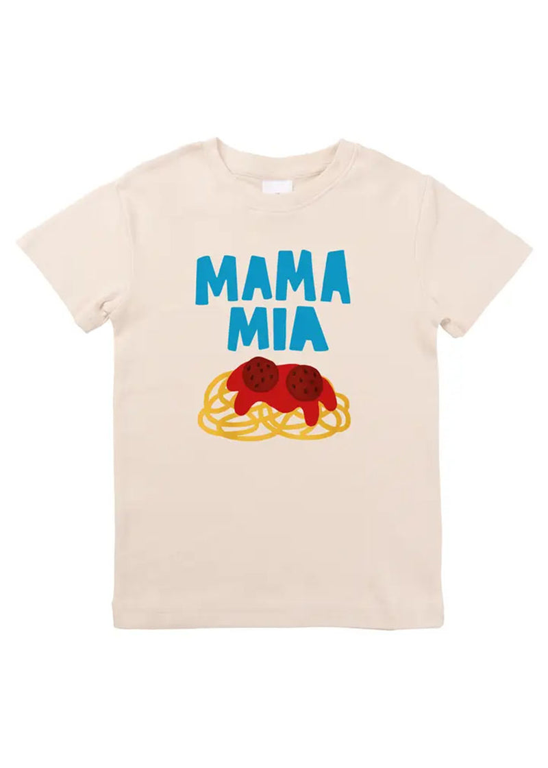 Mama Mia Spaghetti & Meatball Tee - Beige