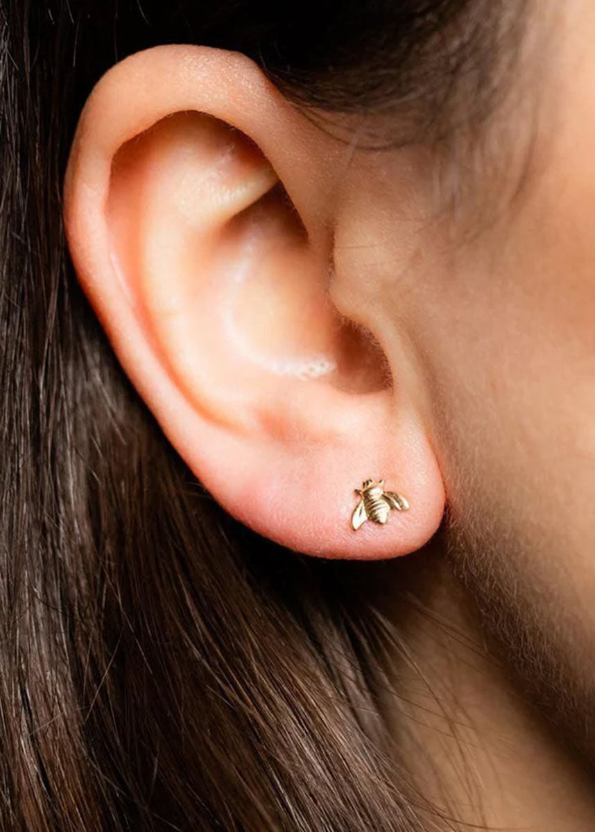 Bee Stud Earrings - Gold