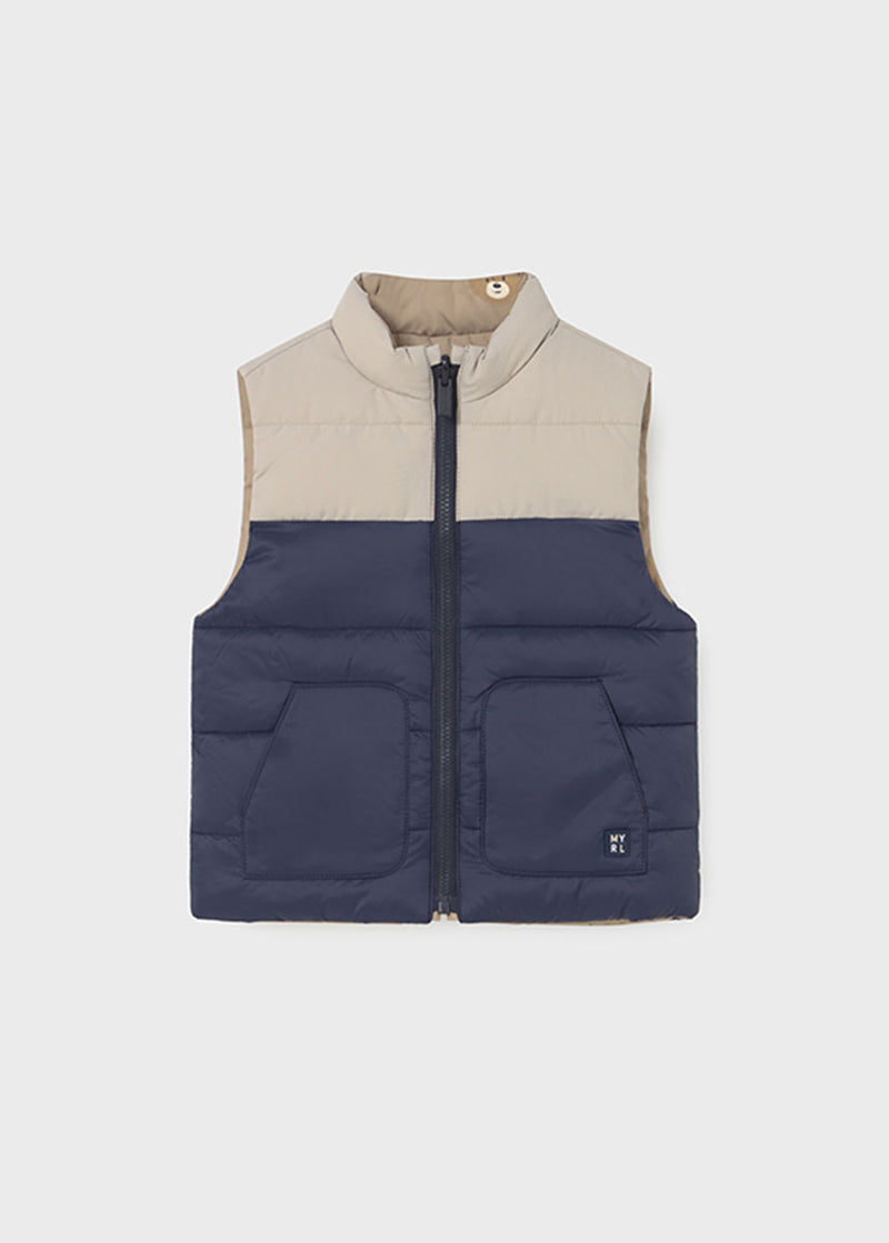 Oliver Reversible Puffer Vest - Blue Bear