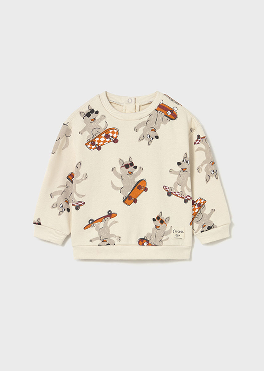 Tony Board Dog Print Pullover - Mushroom
