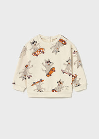 Tony Board Dog Print Pullover - Mushroom