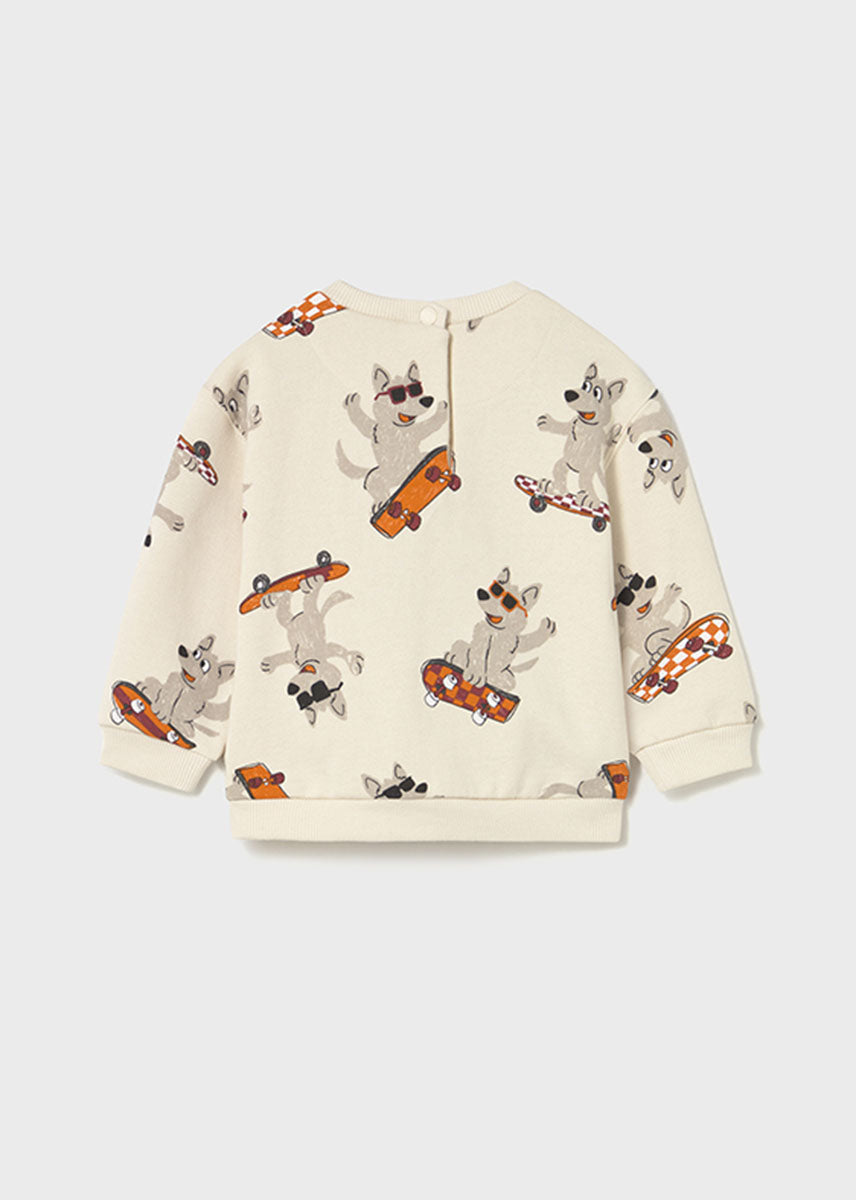 Tony Board Dog Print Pullover - Mushroom