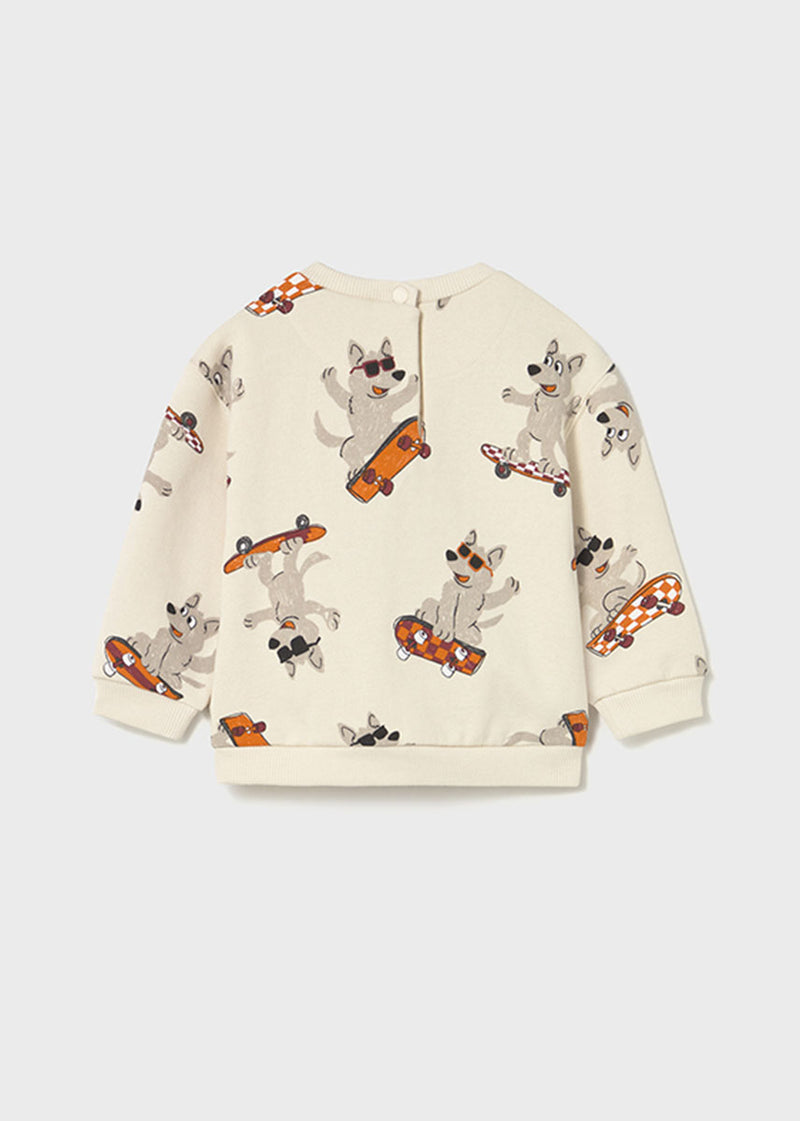 Tony Board Dog Print Pullover - Mushroom