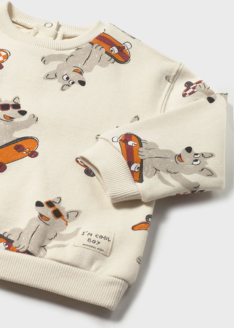 Tony Board Dog Print Pullover - Mushroom