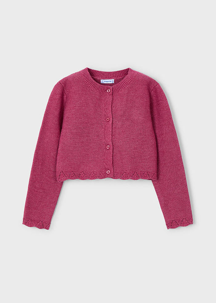 Lacey Knit Link Cardigan - Cherry
