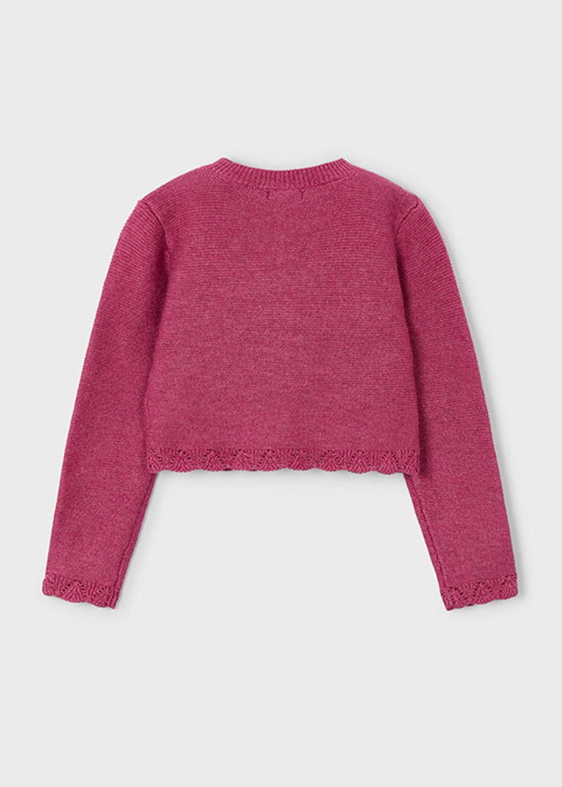 Lacey Knit Link Cardigan - Cherry