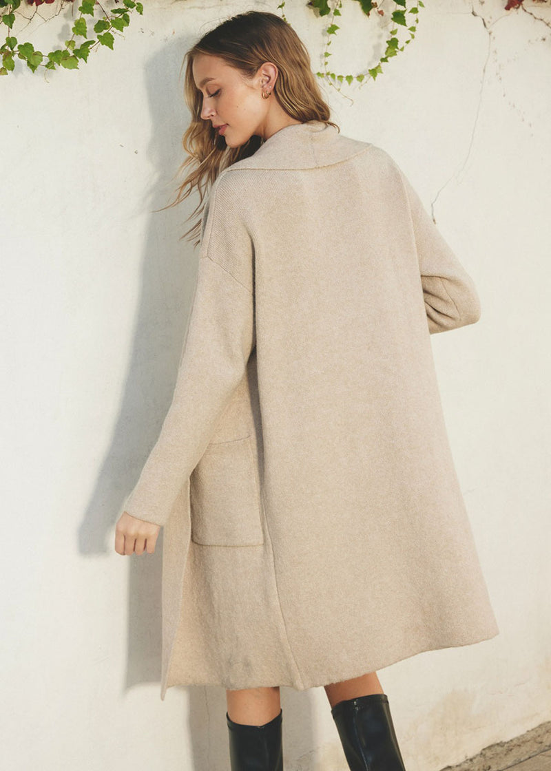 Cozy Long Cardigan - Taupe