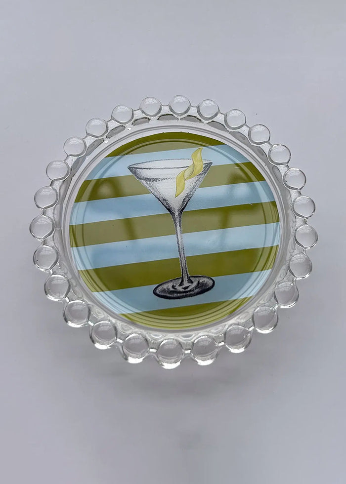 Striped Martini Hobnail Trinket Dish