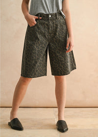 Loretta Denim Bermuda Shorts - Leopard